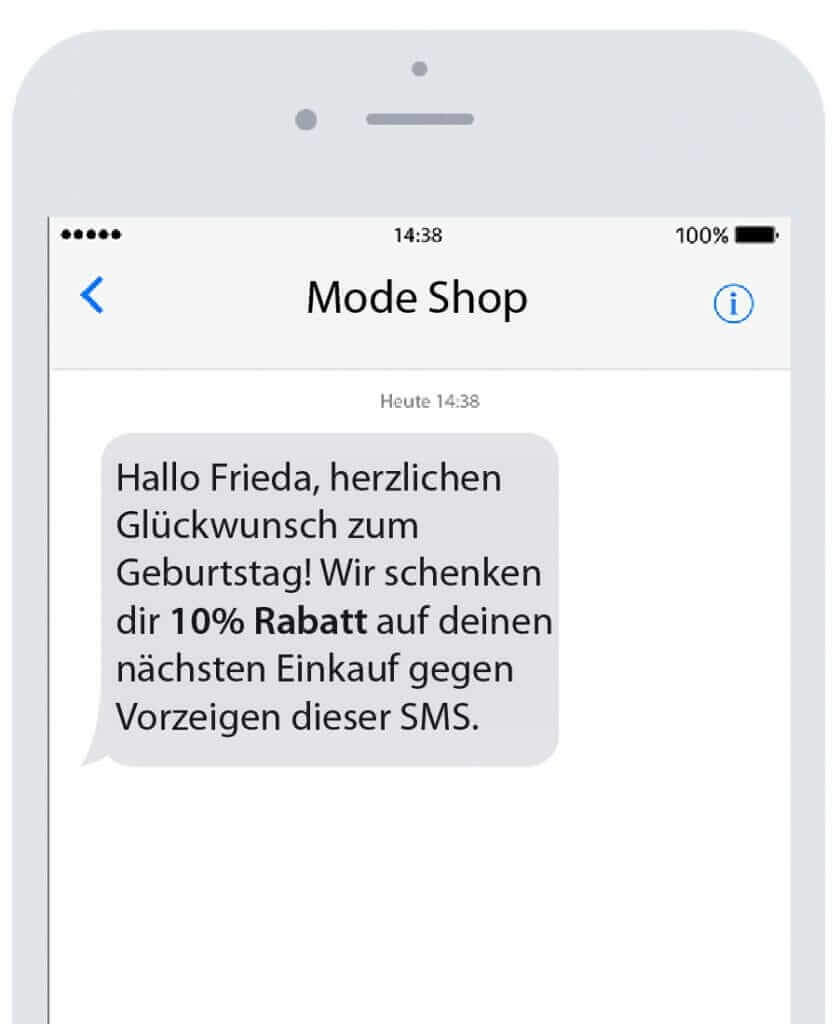 Beispiel für SMS im Handel