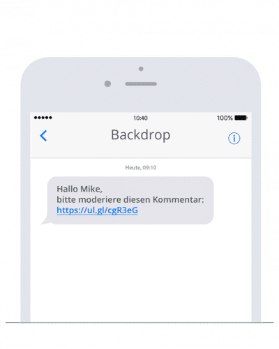 Versenden Sie SMS mit Backdrop